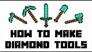 Minecraft Survival: How to Make Diamond Tools(Hoe, Shovel, Axe, Pickaxe, Sword)