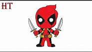 How to draw Chibi Deadpool Step by Step || Cute Deadpool Drawing easy