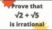 | Prove that root 2 + root 5 is an irrational number | Prove that √2 + √5 is an irrational number |