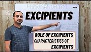 Role Of Excipient | Pharmaceutical Excipients | Excipient Characteristics