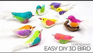 How to make Paper Bird Craft Easy, 3D Birds, Cotton Birds
