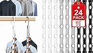 24 Pack Hangers Space Saving Magic Sturdy Closet Hangers Space Saver Closet Organizers and Storage Smart Plastic Clothes Hanger Organizer for Apartment College Dorm Room Essentials,Black White Grey