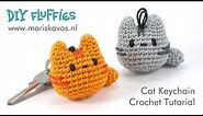 How to crochet - easy Cat Amigurumi keychain tutorial - great for beginners - English