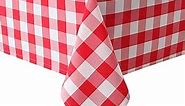 Hiasan Red and White Plaid Checkered Tablecloth Rectangle - Stain Resistant, Waterproof Polyester Picnic Buffalo Table Cloth Gingham, 60 x 84 Inch