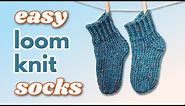 Easy Loom Knit Slipper Socks Pattern (with Ribbed Cuffs!)