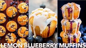 Easy Blueberry Muffins Recipe With Lemon Glaze