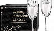 Tom Boy 10th Anniversary Champagne Flutes, Wedding Gifts Anniversary for Couple, 10th Wedding Anniversary Champagne Flutes Glasses Set of 2, Couple gifts, 10th Anniversary for Couple Gift