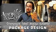 PACKAGE DESIGN TUTORIAL // Champagne drinks label design process in Adobe Illustrator + Photoshop