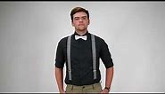White Bow Tie With Houndstooth Clip-on Suspenders