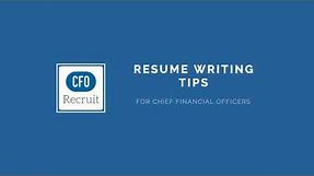 Resume writing tips for CFOs