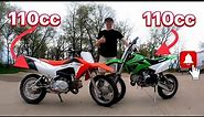 110cc Dirtbike Battle! (Honda CRF110 vs Kawasaki 110RL)