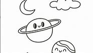 Quick Easy Drawing Cute Cosmic Planets Sun Moon Star, Cute Space Doodle #cutedrawing #doodle #space