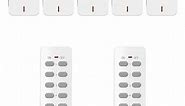 Syantek Remote Control Outlet Wireless Light Switch for Household Appliances, Expandable Remote Light Switch Kit, Up to 100 ft Range, FCC Certified, ETL Listed, White (5 Outlets + 2 Remotes)