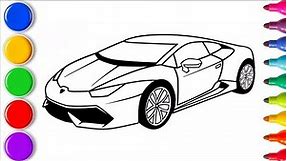 How to Draw a Lamborghini Coloring Pages for Kids Colored Markers for Children