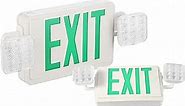 EXITLUX 2 Pack Led Exit Sign with Emergency Lights Battery Backup Operated Powered UL Listed -Green Exit Lights/Exit Sign Combo-120/ 277VAC Fire Exit Signs Lighting for Room,Street,Window.Stairs.