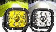 Auxbeam 5 inch 110W LED Fog & Driving Lights Combo, Focusing Spotlight Yellow/White Light Pods with 2PCS Replaceable Amber Covers, Spot Lights Offroad Driving Light Bar LED Cube, Pair