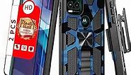 Shockproof Camouflage Military Grade Drop Tested Phone Case with Built in Kickstand with Screen Protector Holster Belt Clip Fits for Moto G Stylus 5G 6.8" (Blue CAMO)…