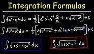Integration Formulas For Trig Substitution