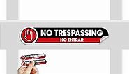 Bilingual Small No Trespassing Signs Private Property Stickers | 2 Pack No Trespassing Small Sign | 1x5 inches Permanent Matte Vinyl Stickers | Waterproof No Trespassing Private Property Sticker Sign