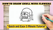 How to draw SKULL WITH FLOWERS