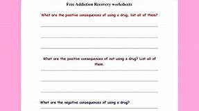 Free Addiction Recovery Worksheet | Mental Health Worksheets