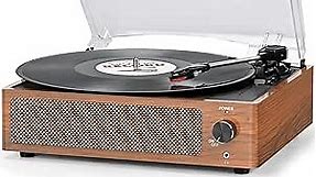 Vinyl Record Player with Speakers Vintage Turntable for Vinyl Records Belt-Driven Turntable Support 3-Speed Bluetooth Playback Headphone AUX RCA Line LP Vinyl Players for Sound Enjoyment Retro Brown