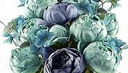 FiveSeasonStuff Vintage Artificial Peonies Silk Peony Flowers and Hydrangeas for Wedding Bridal Home Décor – Beautiful Floral Centerpiece Arrangement Decoration with 2 Bouquets (Mixed Blue)