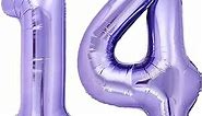 40 Inch Giant Purple Number 14 Balloon Mylar Number 14 Balloon for 10th Birthday Decorations for Girls Purple 14 Birthday Balloon | 14th Birthday Balloons for Happy 14 Anniversary Decors for Boys