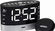 JENSEN JCR-255 JCR-255 .6-Watt AM/FM Dual-Alarm Digital Clock Radio with Under-Pillow Vibrator , Black