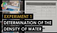 Experiment 1: Determination of the Density of Water
