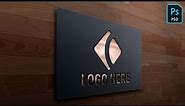 Metal Engraved 3D Logo Mockup on Wood Wall Tutorial in PHOTOSHOP