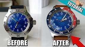 EASY Vostok Amphibia Watch Mods (How To) - Bezel, Strap and Case Brushing