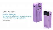 TotalCharge Portable Power Bank & Wall Charger With Built-In Charging Cables