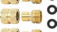 STYDDI Brass Full Flow Garden Hose Quick Release Connect Adaptor Fitting, Full Port Solid Brass Outdoor Water Hose Quick Disconnect Connector Coupler with Male and Female, with 4 Hose Washers - 3 Sets