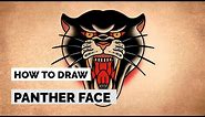 How to Draw a Easy Panther Front View | Tattoo Drawing Tutorial