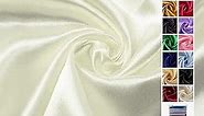 Ivory Satin Fabric 60 Inch by 1 Yards Solid Silky Charmeuse Fabrics for Wedding Decoration Table Cover DIY Dress Fashion Backdrop Crafts Support