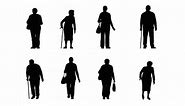 Download 3D rendering,silhouette group of elderly or old people isolated graphics on white background alpha channel. for free
