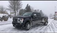 HOW BAD IS A DUALLY ON SNOW ROADS? 2021 F450 PLATINUM FIRST DRIVE IN THE SNOW