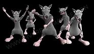 Dancing mouse. 3D realistic professional animation. 3D video footage. Transparent background.