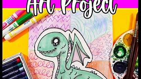 Element of Art Line Art Lesson, Dragon Line Art Project Activity for Elementary
