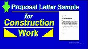 Proposal letter Sample for Construction work on Contract | Business Proposal letter Sample
