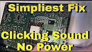 samsung tv clicking sound no power how to repair diy easy fix when capacitors are good