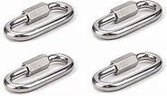 304 Stainless Steel Quick Threaded Chain Links Connector M6 1/4 Inch Heavy Duty D Shape Locking Chain Repair Link Connector for Birdcage Hook Camping Hammock (8Pack)