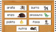 52 Spanish Classroom Posters | Animal in Spanish Word Wall Cards