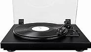 Pro-Ject Automat A1 Record Player, Fully Automatic Turntable System with 8.3″ Aluminium Tonearm, Damped Metal Platter, Ortofon OM10 Cartridge, Belt Drive, 33/45 RPM, Vinyl Player, Wood Chassis - Black