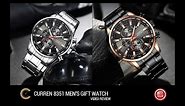 CURREN 8351 Men's Chronograph Steel Watch Video Review in Black & Silver
