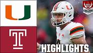 Miami Hurricanes vs. Temple Owls | Full Game Highlights