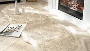 Ashler HOME DECO Ultra Soft Faux Fox Fur Rug White Brown Fluffy Area Rug, Carpets Fluffy Rug Chair Couch Cover for Bedroom Floor Sofa Living Room 2 x 6 Feet
