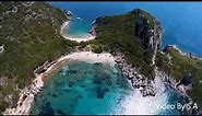 Porto Timoni Beach, Corfu, Greece, Aerial View