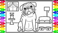 HOW TO DRAW A PUG 🐶Dog Drawings for Kids | Dog Coloring Pages for Kids